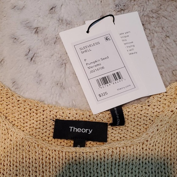 Theory Merletto Fitted Sleeveless Knit Shell Tanktop Pumpkin Seed New With Tags - Picture 3 of 4